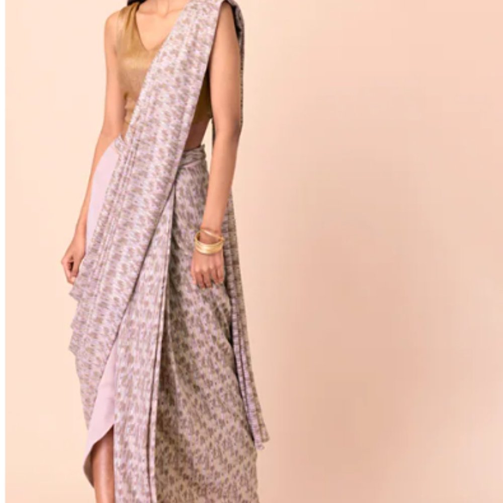 Blush Foil Striped Pre-Stitched Saree